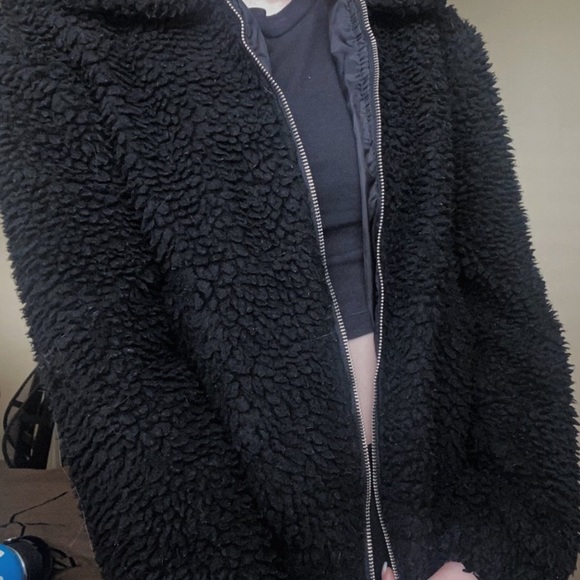 Jackets & Blazers - Black Faux Fur Teddy Jacket